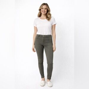 H&M Army Green Skinny Mid Rise Stretch 5-pocket Jeans Size 6